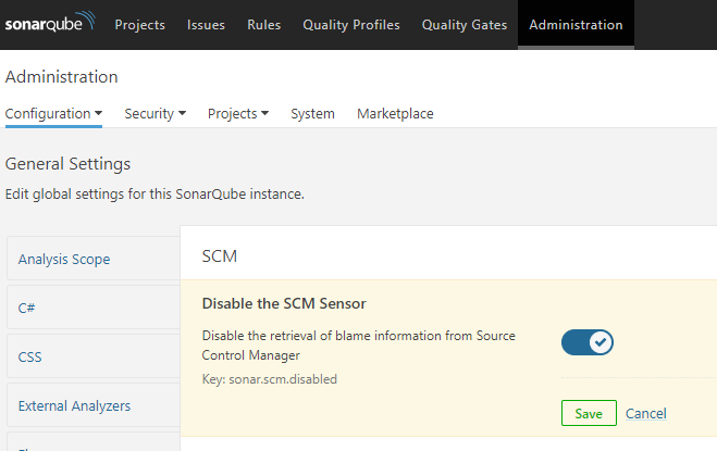 Sonar System Configuration - SVN